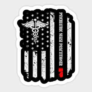 Psychiatric Nurse Apparel, American Flag Thin Line Nursing Sticker